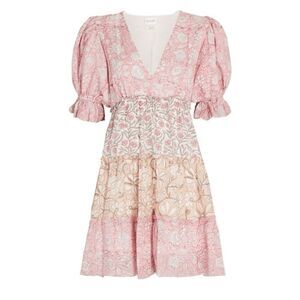 Saylor Leigha Puff Sleeve Floral Pink Mini Dress